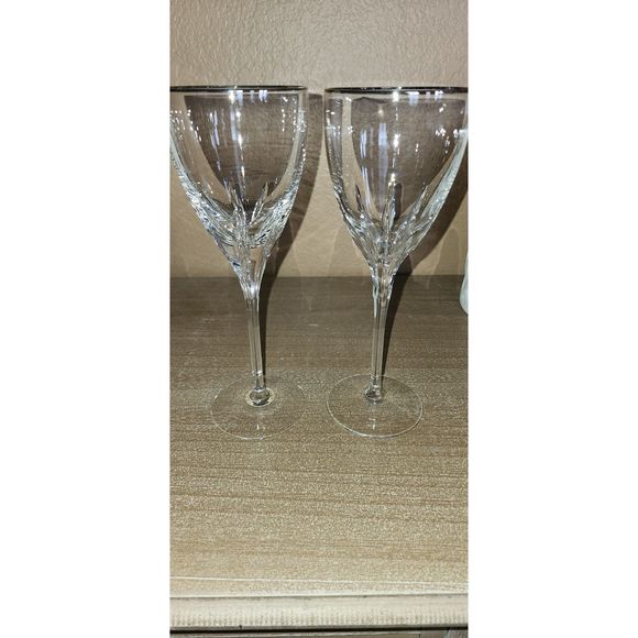 Lenox Crystal Firelight Platinum Water Goblets Set of 2 - Picture 7 of 13